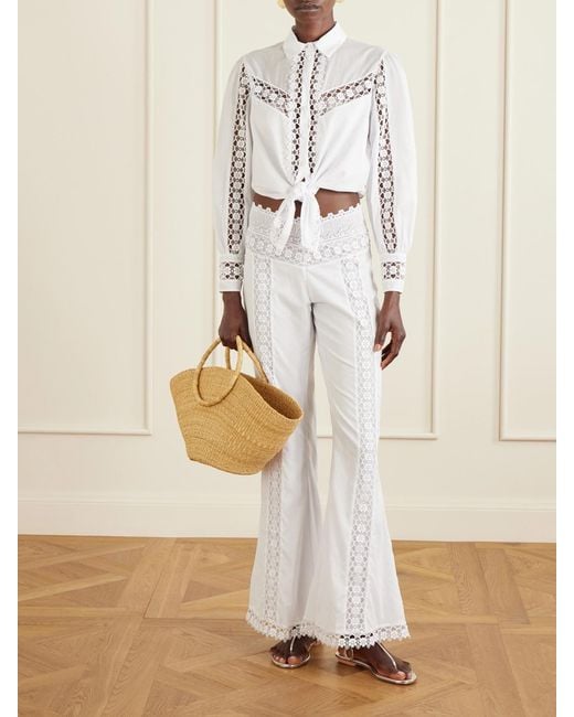 Charo Ruiz White Devi Cotton-Blend Shirt