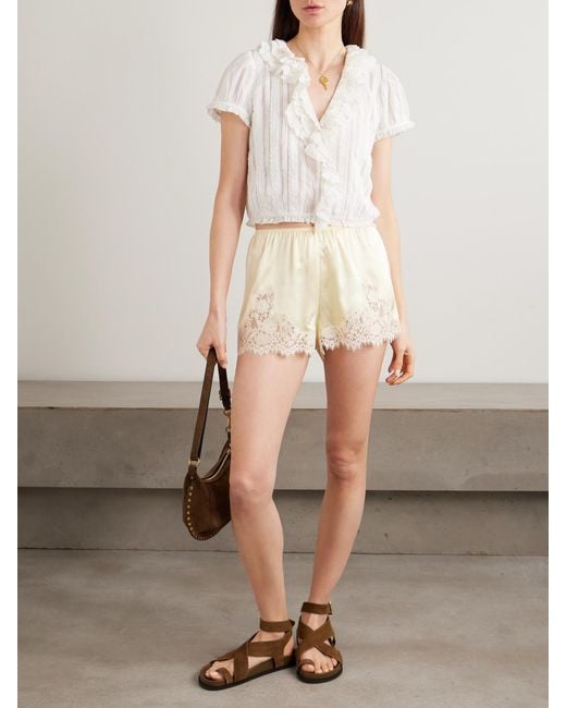 Doen White Bernadette Lace-Trimmed Pintucked Organic Cotton-Voile Blouse