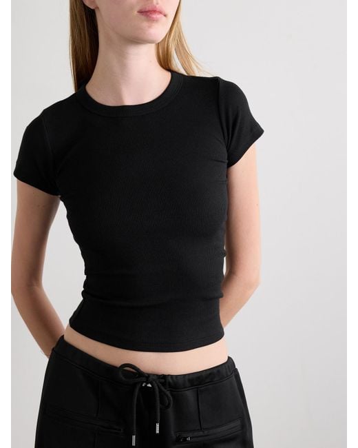 Leset Black Kelly Ribbed Cotton-Blend Jersey T-Shirt
