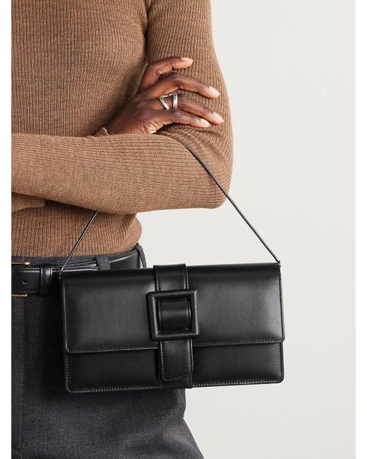 Manolo Blahnik Black Maycap Buckled Leather Clutch