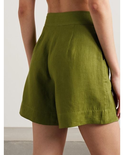 Eres Green L'Intemporel Correct Linen Shorts