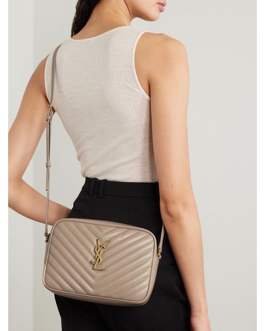 Saint Laurent Natural Lou Mittelgroße Schultertasche Aus Gestepptem Leder