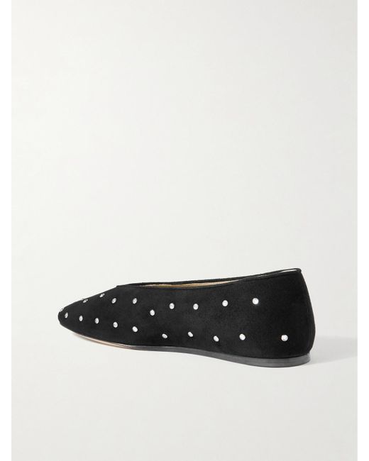 Le Monde Beryl Black Regency Crystal-Embellished Suede Ballet Flats