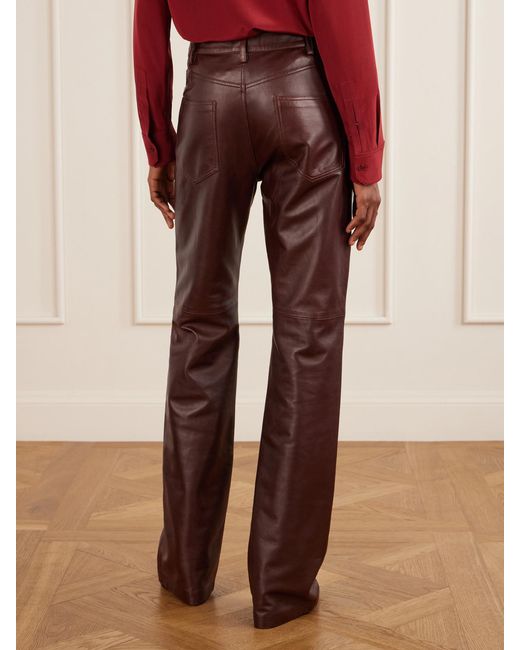 Nili Lotan Brown Joan Leather Straight-Leg Pants