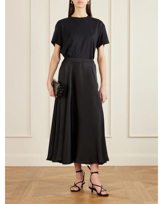 Anine Bing Black Christina Silk-Blend Satin Midi Skirt