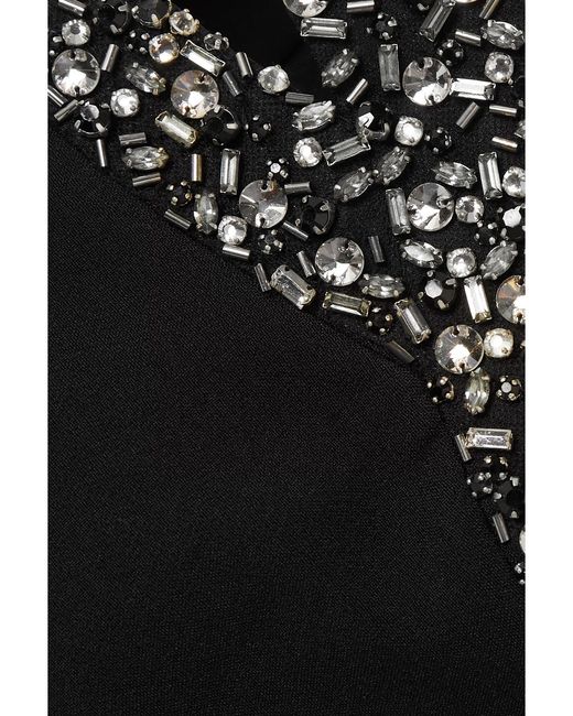 Safiyaa Black Roisin Off-The-Shoulder Cutout Embellished Crepe Top