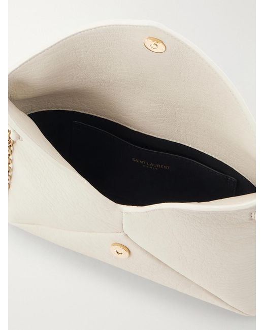 Saint Laurent Natural Cassandre Textured-Leather Shoulder Bag
