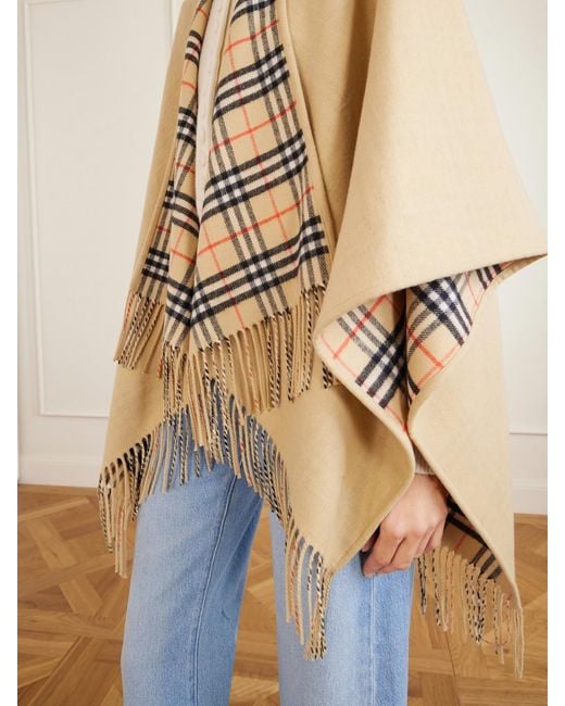 Burberry Natural Fringed Wool Cape