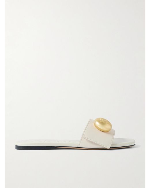 Loewe Natural Pebble Embellished Leather Slides
