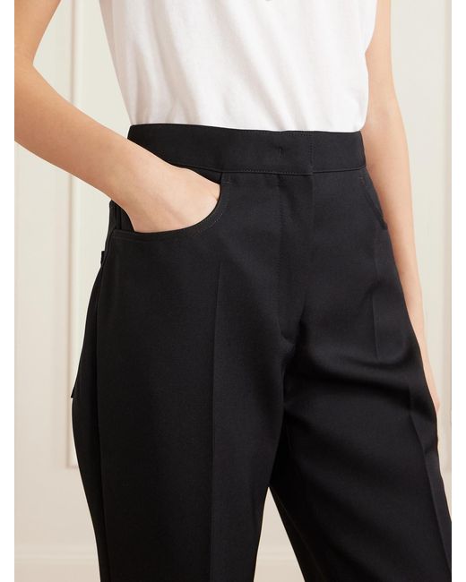 Jil Sander Blue Cropped Wool-Twill Flared Pants