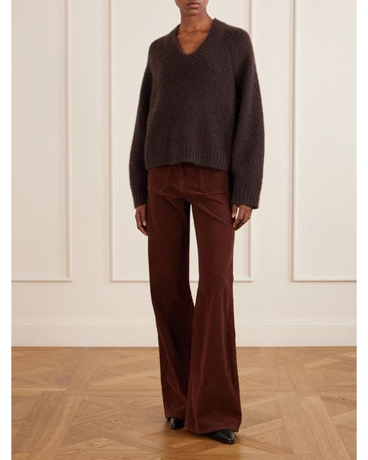 Nili Lotan Purple Florence Cotton-Twill Flared Pants