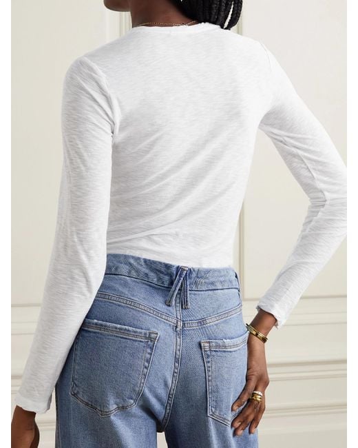 James Perse White Slub Cotton Top