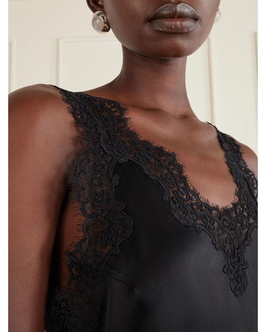 Stella McCartney Black Lace-Trimmed Satin Mini Dress