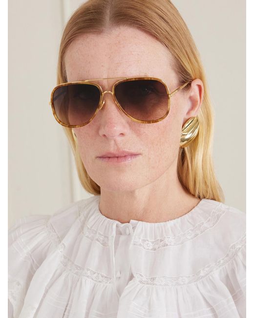 Chloé Brown Tubolar Aviator-Frame Acetate Sunglasses
