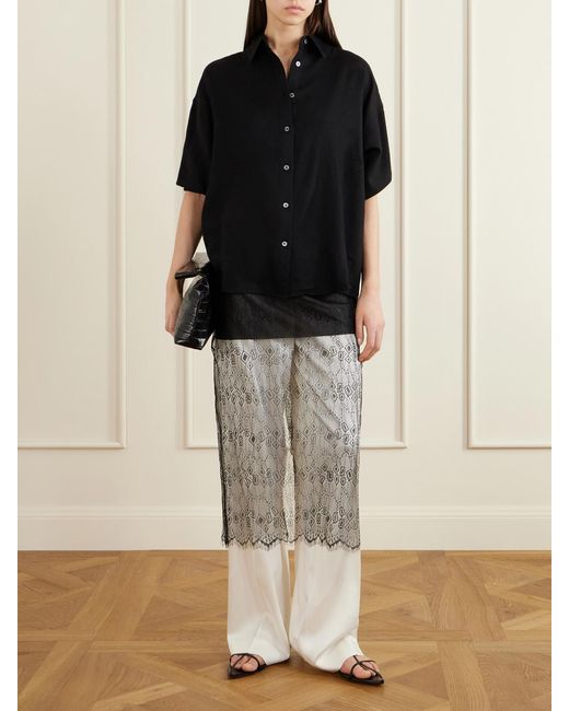 Frankie Shop Black Alrose Metallic Lace Midi Skirt