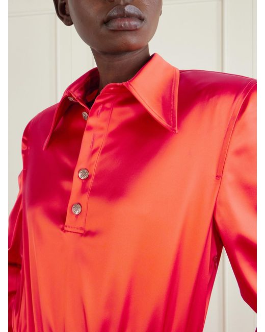 Willy Chavarria Red Satin Midi Dress