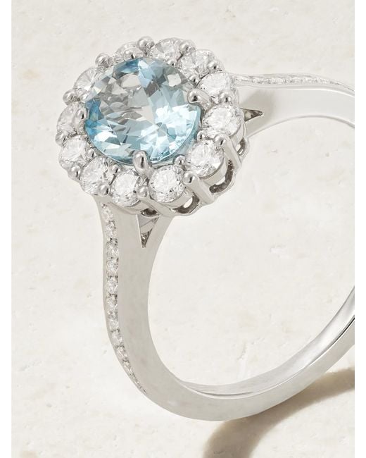 Garrard Natural 1735 Platinum, Aquamarine And Diamond Ring