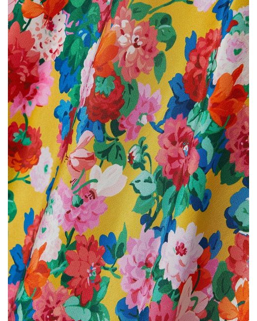 Les Rêveries Orange Floral-Print Silk Crepe De Chine And Georgette Midi Dress
