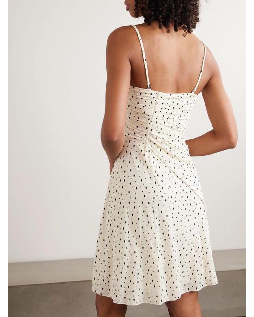 Isabel Marant Natural Gemma Ruched Draped Polka-Dot Stretch-Jersey Mini Dress