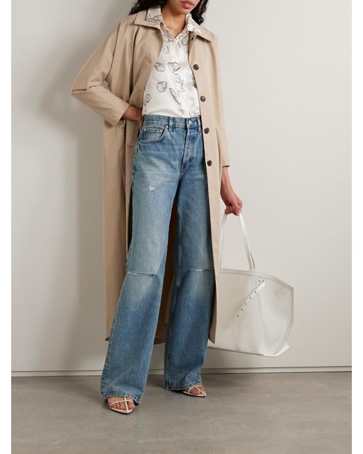 Anine Bing Blue Hugh Distressed High-Rise Wide-Leg Jeans