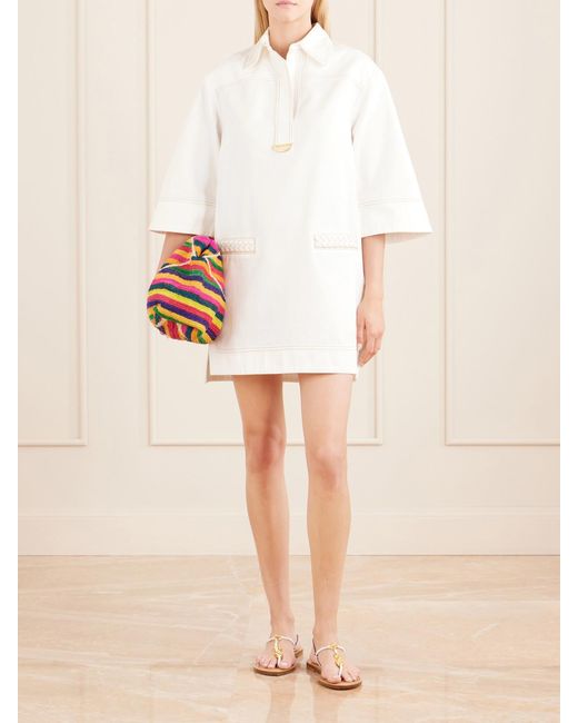 Zimmermann White Roselight Paneled Denim Mini Dress