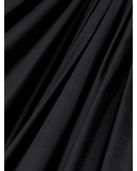 Cult Gaia Black Elyza Embellished Gathered Cotton-Blend Poplin Midi Dress
