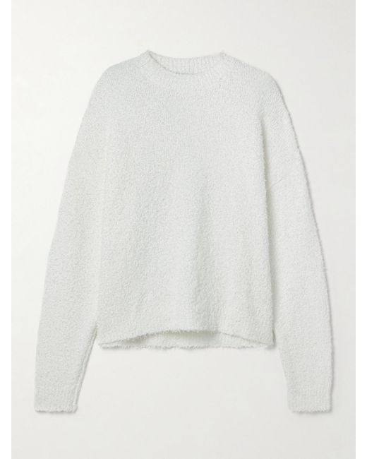 Tibi White Serviette Cotton-Blend Bouclé Sweater