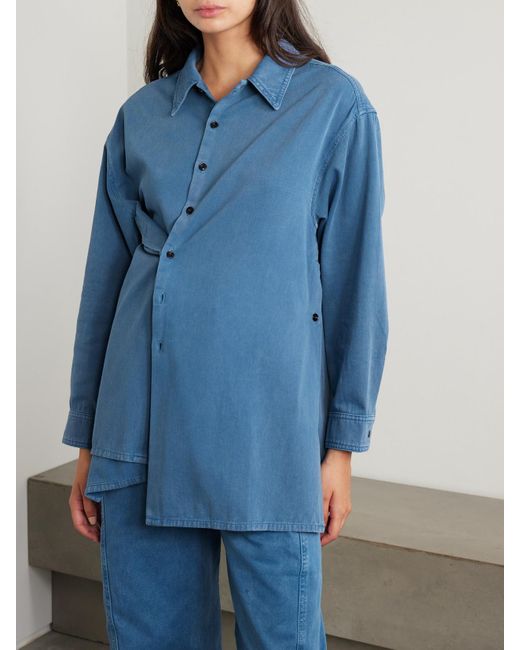Lemaire Blue Twisted Hemd Aus Vorgewaschenem Baumwoll-Twill