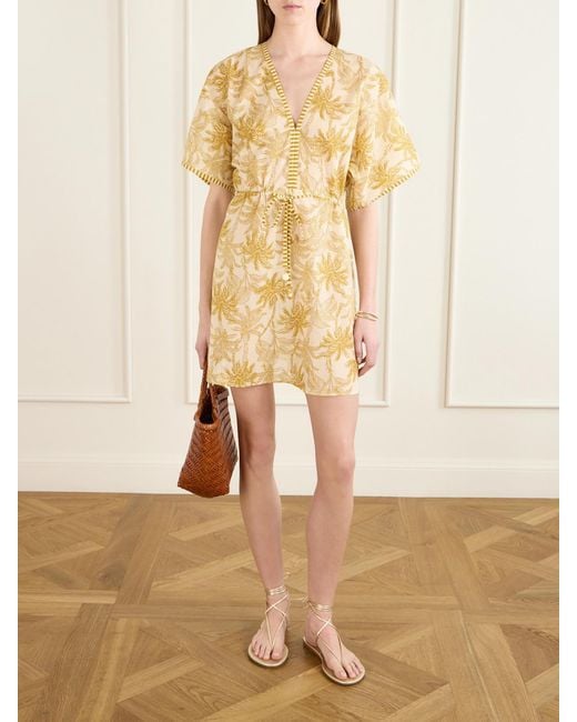 Eres Metallic Péninsule Printed Cotton-Voile Mini Dress