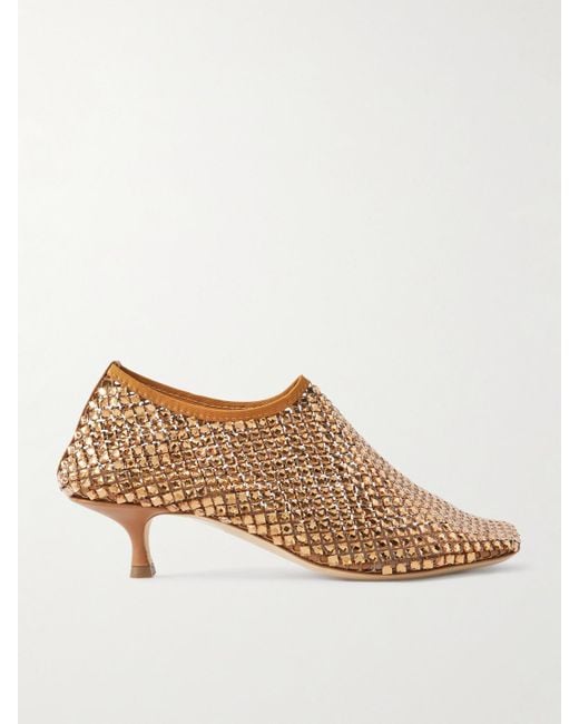Christopher Esber Natural Minette 85 Pumps Aus Mesh Mit Lederbesätzen Und Kristallen