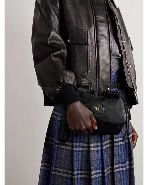 Burberry Black Reversible Leather-Trimmed Shell Pouch