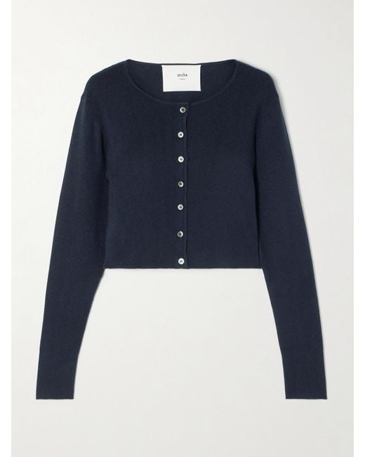 arch4 Blue Naples Cropped Silk And Cashmere-Blend Cardigan