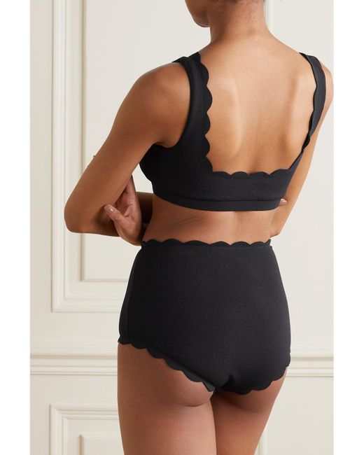 Marysia Swim Black Palm Springs Bikini-Oberteil Aus Recyceltem Seersucker Mit Wellenkanten