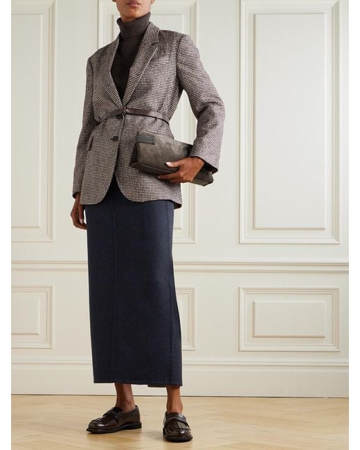 Brunello Cucinelli Blue Wool Midi Skirt