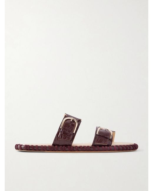 Gabriela Hearst Red Sage Croc-Effect Leather Flats