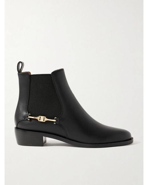 Ferragamo Black Chelsea Boots Aus Leder Mit Verzierung