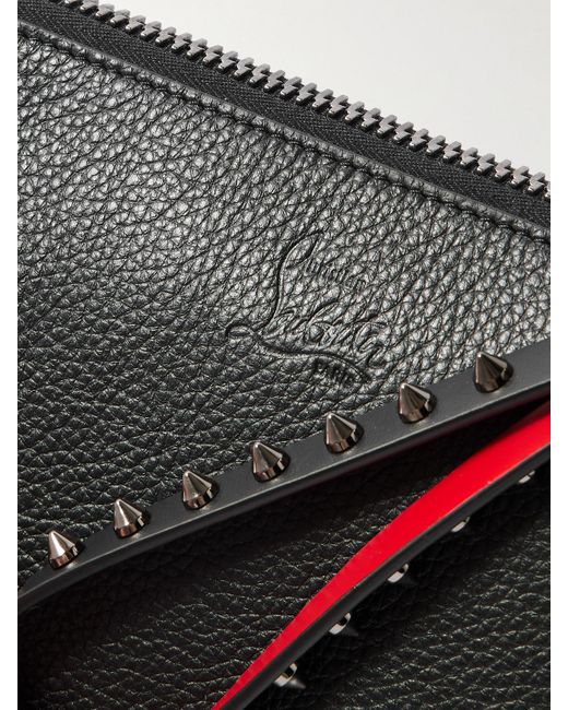 Christian Louboutin Black Cabata Clutch Aus Strukturiertem Leder Mit Nieten