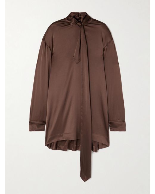 Dries Van Noten Brown Schluppenbluse Aus Satin Aus Einer Seidenmischung