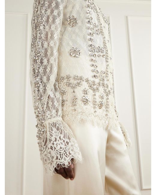 Costarellos Natural Lilou Embellished Lace Shirt