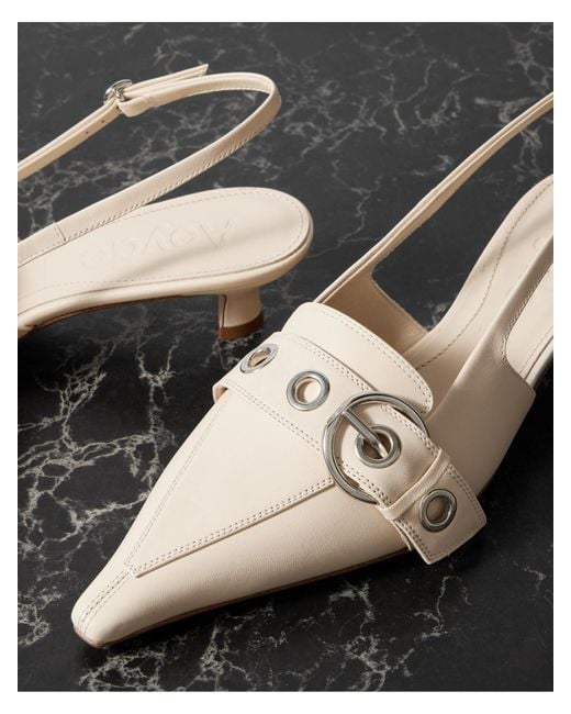 Aeyde Natural Davina Slingback-Pumps Aus Leder Mit Schnallen
