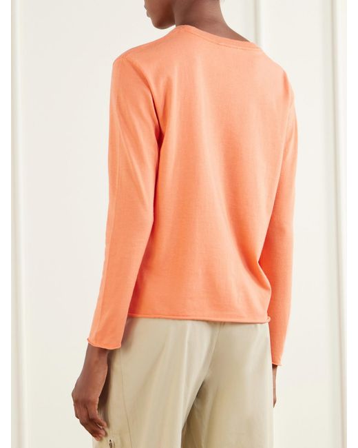 Auralee Orange Cotton And Cashmere-Blend T-Shirt