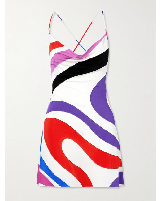 Emilio Pucci Red Printed Satin-Jersey Mini Dress