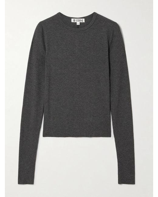 ÉTERNE Black Ribbed Jersey Top