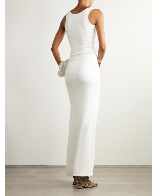Versace White Maxikleid Aus Geripptem Jersey Aus Einer Baumwollmischung Mit Cut-Outs Und Verzierungen