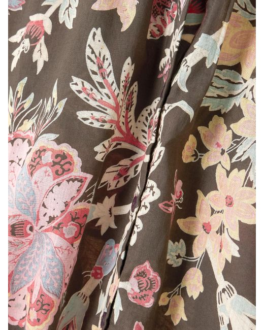Alix Of Bohemia Brown Winn Hemd Aus Baumwoll-Voile Mit Blumenprint Und Rüschen