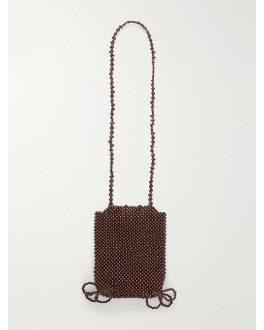 Lemaire Natural Grigri Wooden-Bead Crossbody Bag