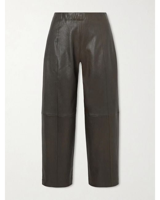 Stouls Gray Bugsy Paneled Leather Tapered Pants