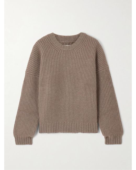 Khaite Natural Manuela Gerippter Kaschmirpullover