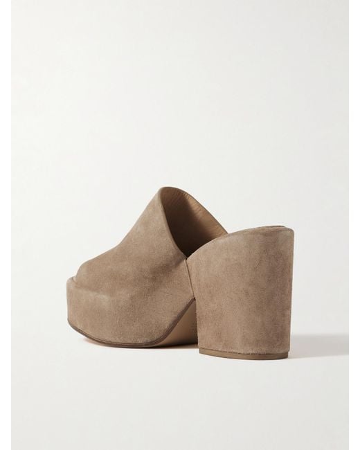 Gabriela Hearst Natural Ares Suede Platform Mules