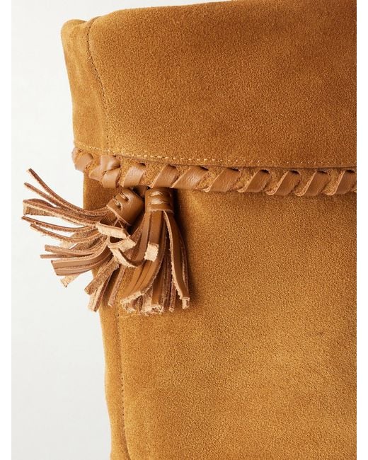 Isabel Marant Brown Elita Tasseled Leather-Trimmed Suede Knee Boots